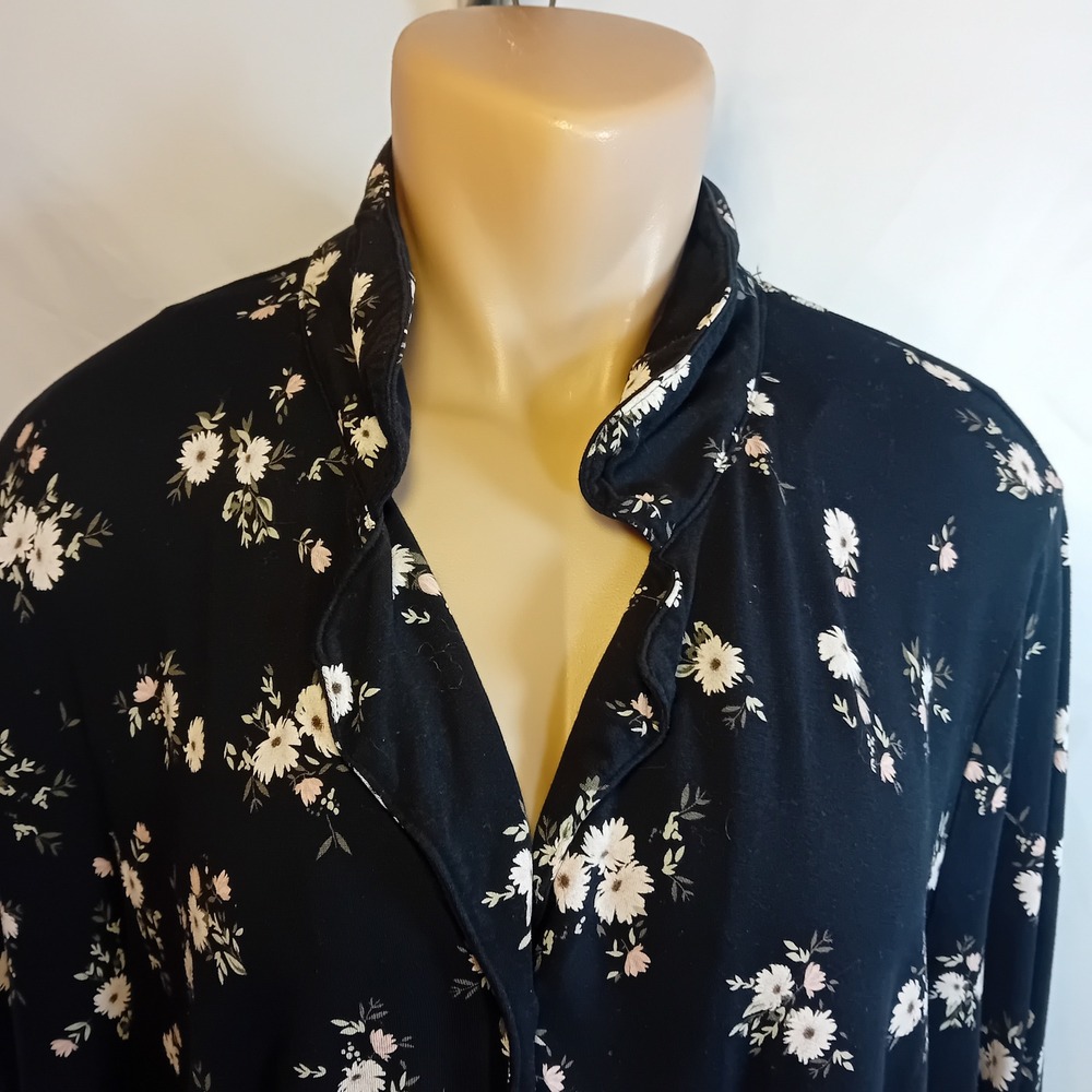 Déesse Lingerie Plus Size Button Down Sleep Top Floral Boho Cozy Loungewear 1X - Picture 7 of 16